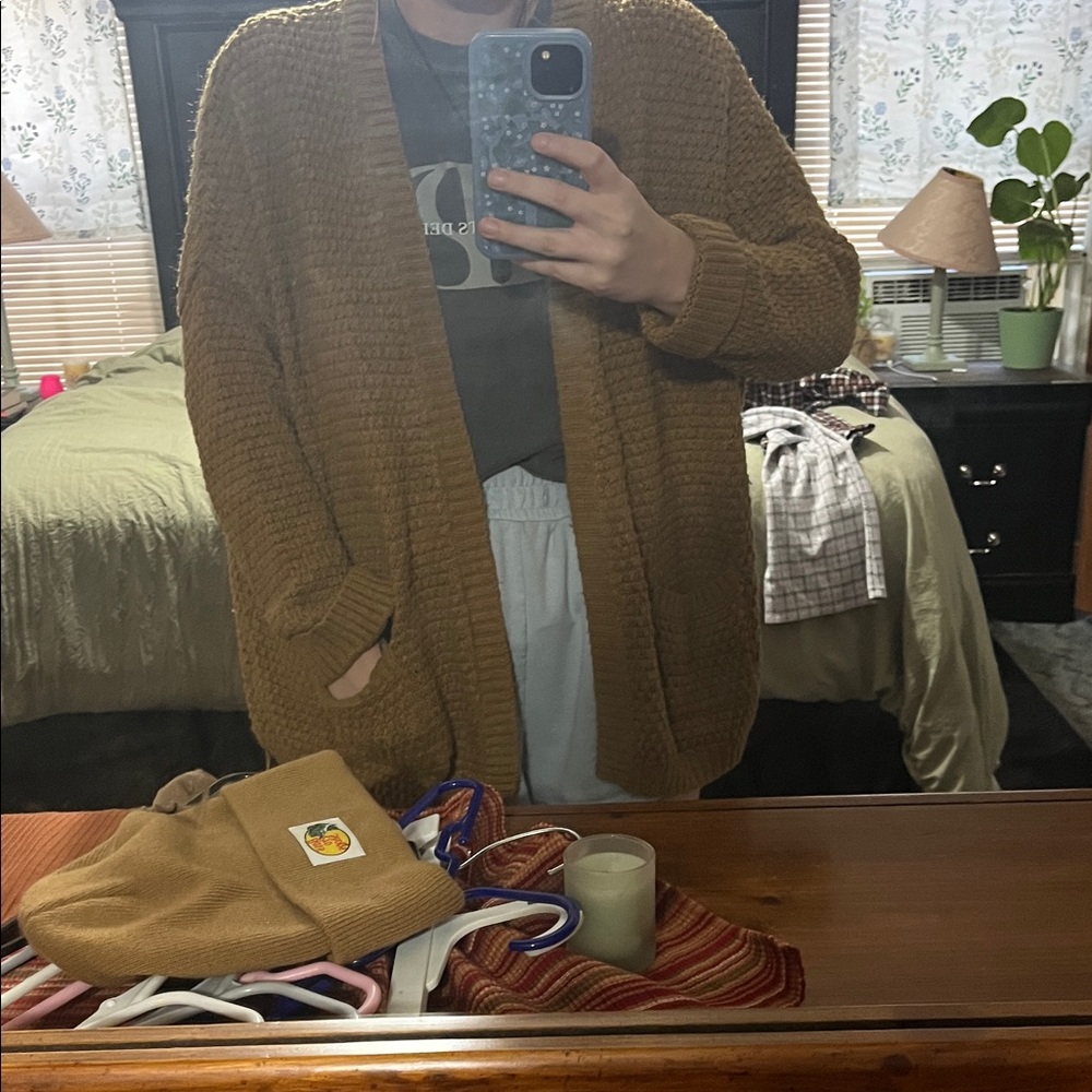 Topshop Mustard Knit Cardigan